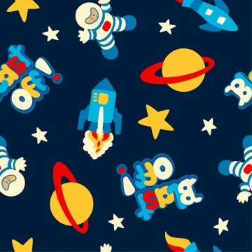 Blast off seamless pattern Stock Illustration