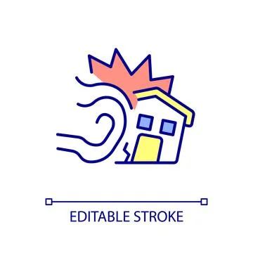 Blast wave effect on building RGB color icon Ilustración de archivo