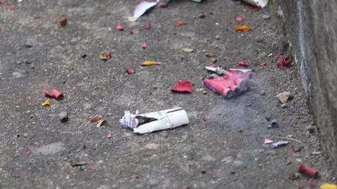 A blasted cracker releasing smog Stock Footage 274717668