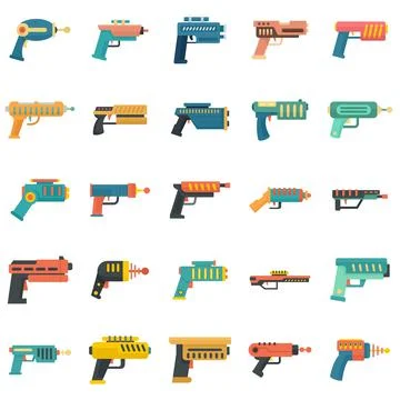 Blaster icons set flat vector isolated Stockillustratie