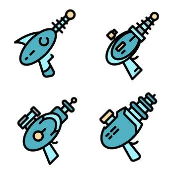 Blaster icons vector flat Stock Illustration