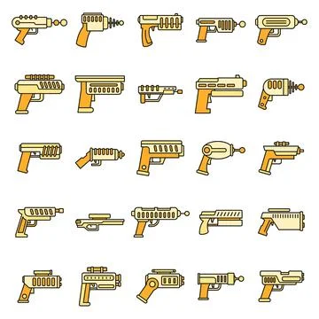 Blaster shotgun icons set vector color 스톡 일러스트