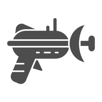 Blaster solid icon. Laser weapon vector illustration isolated on white. Space Ilustración de archivo