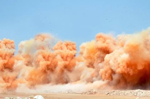 Blasting in the desert Stock Photos