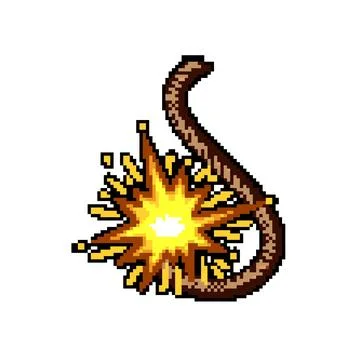 Blasting dynamite fuse pixel art vector illustration 스톡 일러스트