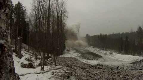 Blasting of rock Stock Footage 120058296