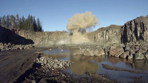 Blasting of rocks 1 Stock Footage 120058336