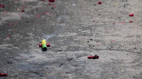 Blasting a small cracker bomb Stock Footage 274717644