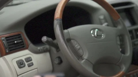 Blastoff the car, steering wheel, speedmeter Stock Footage 71768535