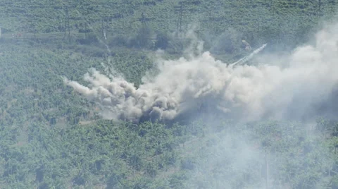 Blasts from airstrike Stock Footage 34848878