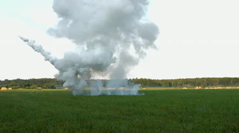 Blasts of fire and smoke. Explosions Stock Footage 64741716