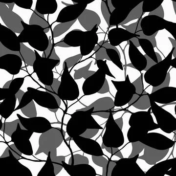 Blätter Silhouette Nahtlos seamless pattern with silhouette of leaves Copy.. Stock Photos