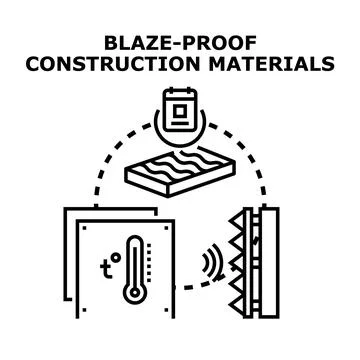 Blaze proof construction materials for fire prevention Ilustração Stock