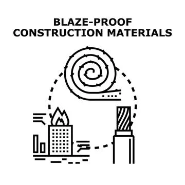 Blaze proof construction materials for fire safety concept Ilustração Stock