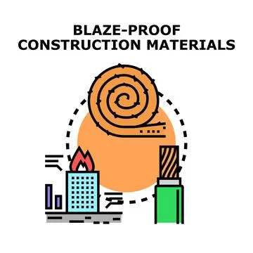 Blaze proof construction materials for fire safety concept Ilustração Stock