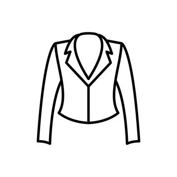 Blazer clothes vector icon outline black. EPS 10. Womens jacket illustration Stock-Illustration