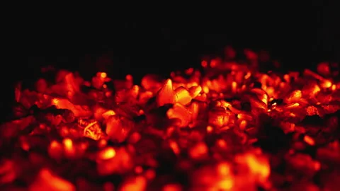 Blazing ashes in the fireplace. Stock Footage 169012365