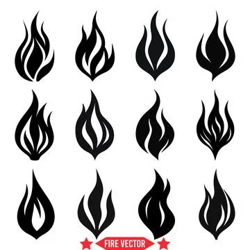 Blazing Beauty  Mesmerizing Fire Vector Silhouettes for Creative Inspiration Stock Illustration