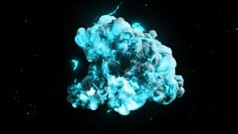 Blazing Blue Smoke Explosion with Bright Lightning Arcs, Glowing Energy Stock Footage 346847065