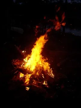Blazing camp fire Stock Photos