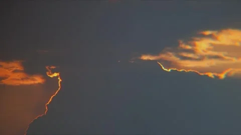 Blazing Clouds at Sunset, A Final Fiery Glow Stock Footage 291235388