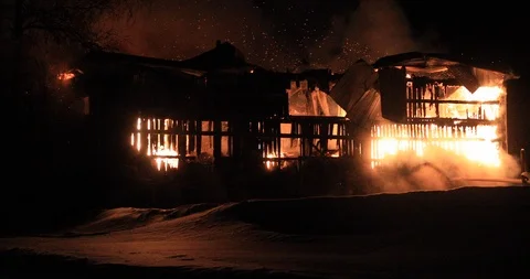 Blazing fire barn Stock Footage 102294713