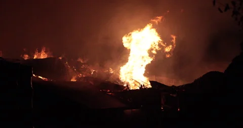 Blazing fire barn. Stock Footage 142284116