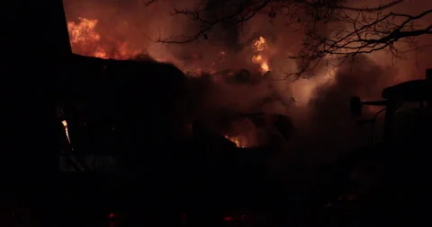 Blazing fire barn. Stock Footage 142284276