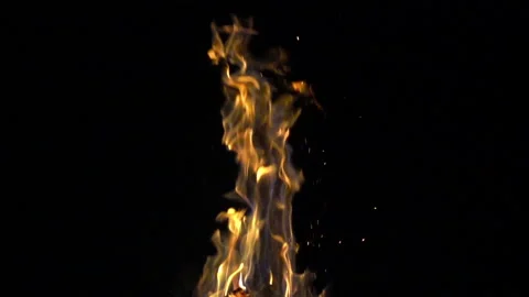 Blazing fire on black background, 8x 240 fps slow motion Stock Footage 86276351