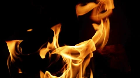 Blazing Fire Flames Isolated on Black Background - 4K Video Stock Footage 339507238