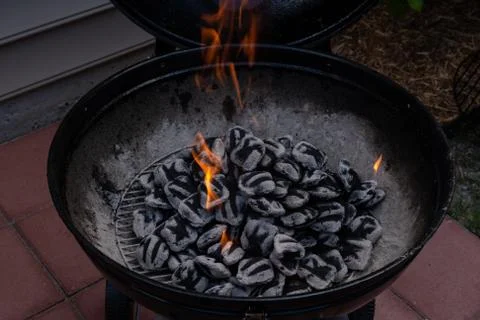 Blazing Fire in Grill Stock Photos