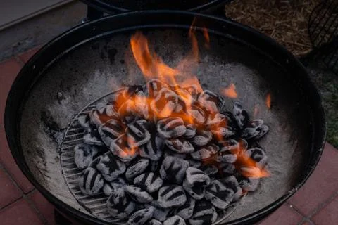Blazing Fire in Grill Stock Photos