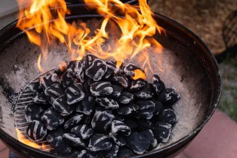 Blazing Fire in Grill Stock Photos