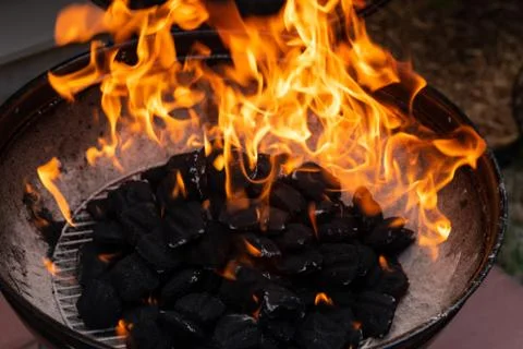 Blazing Fire in Grill Stock Photos