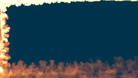 Blazing fire lines frame on blue chromakey, isolated - object 3D rendering Stock Illustration