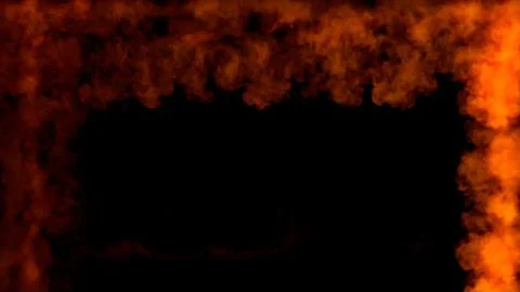 Blazing fire lines screen frame on black, isolated - object 3D illustration 스톡 일러스트
