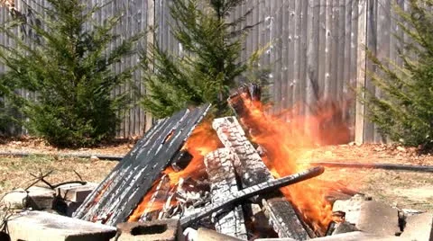Blazing fire pit Video stock 10881153