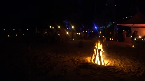 Blazing flames. In the background people Stock Footage 112186918