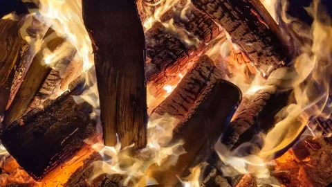Blazing hot campfire closeup Stock Footage 122117683