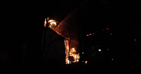 Blazing house fire. Stock Footage 152993027