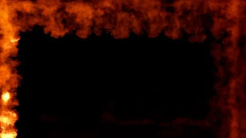 Blazing lines of fire content frame on black, isolated - object 3D rendering Stock Illustration