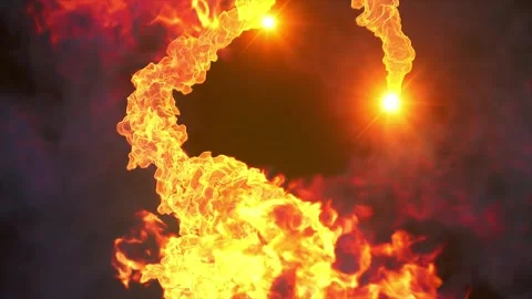 Blazing Orange Fire Ring Forming a Powerful Glowing Portal for Cinematic Loop 動画素材 342748042