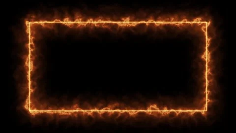 Blazing rectangular frame made of animated fire - Fiery Frame Loop Animation Stock Footage 311000745