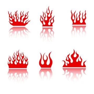 Blazing retro fire flame set for fiery tattoo Stock Illustration