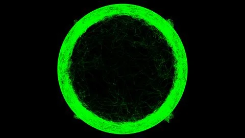 Blazing ring of fire. Fiery flames and sparks emitting from a green circle ri Illustrazione stock