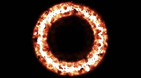 Blazing ring of fire in space Flame circle with 3d render hot glow around ... Stock Photos