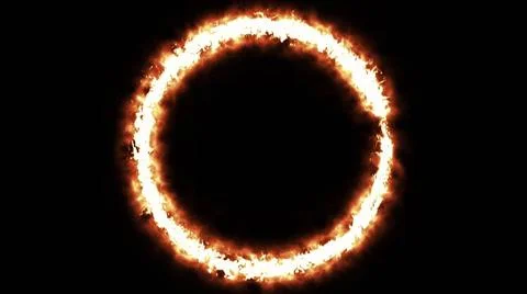 Blazing ring of fire in space Flame circle with 3d render hot glow around ... Stock Photos