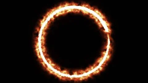 Blazing ring of fire in space Flame circle with 3d render hot glow around ... Stock Photos