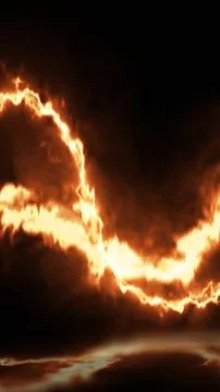 A blazing ring of molten fire and smoke creates a dramatic abstract volcani.. Stock-Illustration