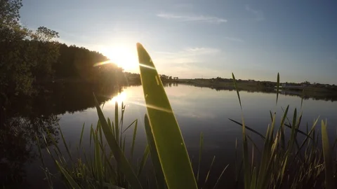 Blazing sun and lake Stock Footage 89897498